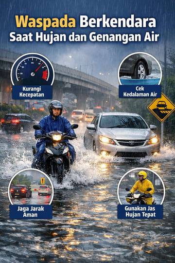 Ini Tips Berkendara Aman Saat Hujan Lebat