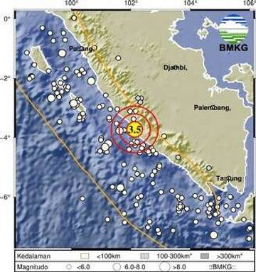 Bengkulu Utara Diguncang Gempa Dengan Magnitudo 3.5