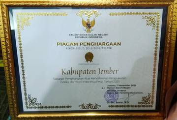 Jember Raih Penghargaan Indeks Harmoni Indonesia 2025