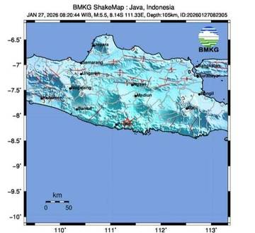 Gempa Pacitan Terasa di Kediri