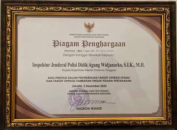 Kapolda Sultra Raih Pin Emas Atas Penanganan Pertanahan