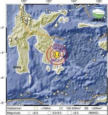 Gempa Bermagnitudo 2.1 Guncang Wilayah Konawe Kepulauan 