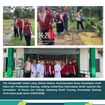 Tim Pengendali Vektor  Larvasidasi Cegah DBD dan Malaria di Sawang