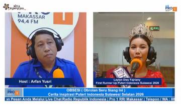 RunnerUp Puteri Indonesia Sulsel 2026 Berbagi Kisah di Pro1RRI