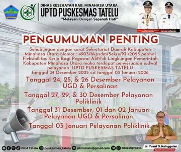 Penyesuain Pelayanan Puskesmas Tatelu Dilibur Nataru