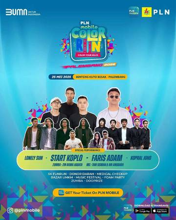 PLN Mobile Color Run 2025, Palembang Penuh Warna