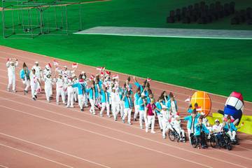 Mabruk Arib Pimpin Defile Indonesia saat Pembukaan APG