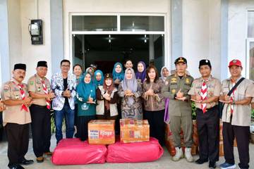 Kwarcab Pramuka Kuantan Singingi Riau Salurkan Bantuan Kemanusiaan