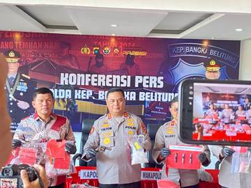 Polda Babel Temukan Senpi saat Ungkap Kasus Narkoba