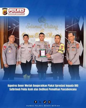 Kapolres Bener Meriah Apresiasi  Satbrimob Polda Aceh